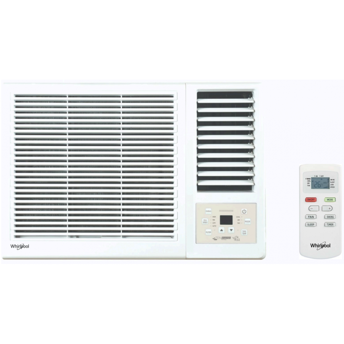 Whirlpool 惠而浦 AWV12300R 1.5匹變頻窗口式冷氣機: ZEN Inverter、第6感溫測、3合1抗菌濾網